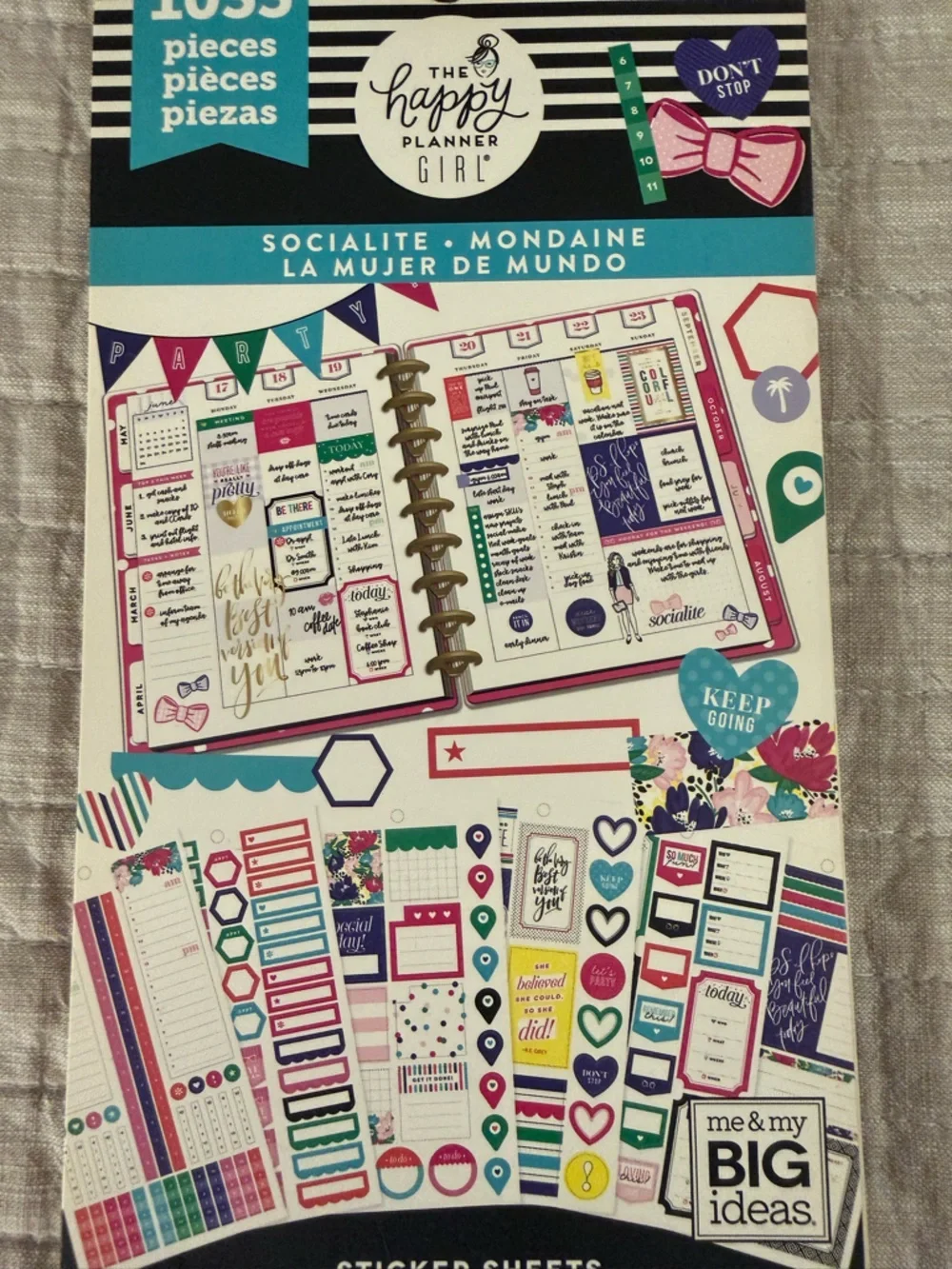 Happy Planner Socialite Mini Planner Sticker Book - Teal, Pink & Navy Accents